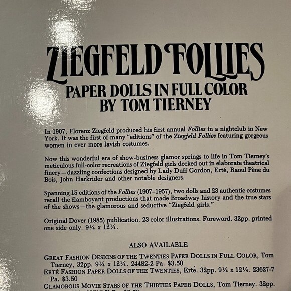 Ziegfeld Follies Paper Dolls by Tom Tierney – Dover Publications 1985 – New - Picture 14 of 14